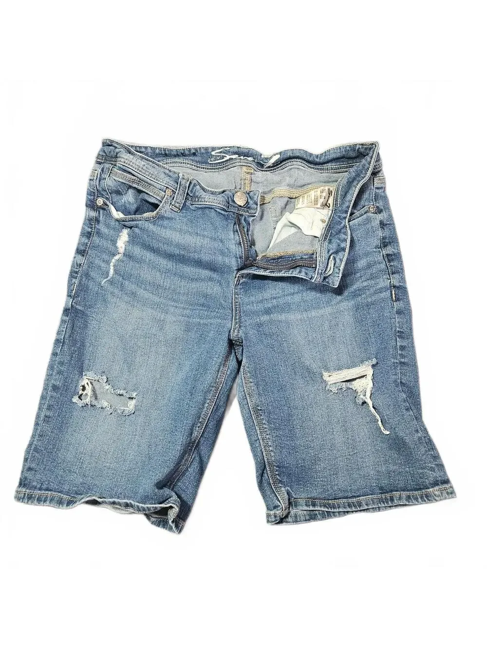 Silver Women's Size 16 Blue Distressed Denim Shorts Casual Summer Wear Long